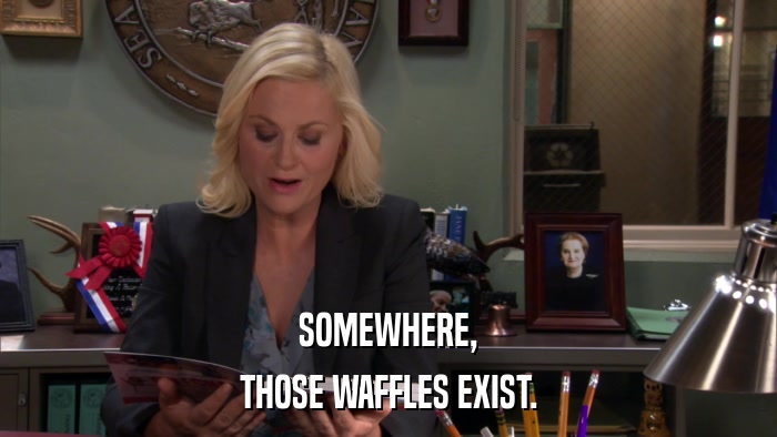 SOMEWHERE, THOSE WAFFLES EXIST. 
