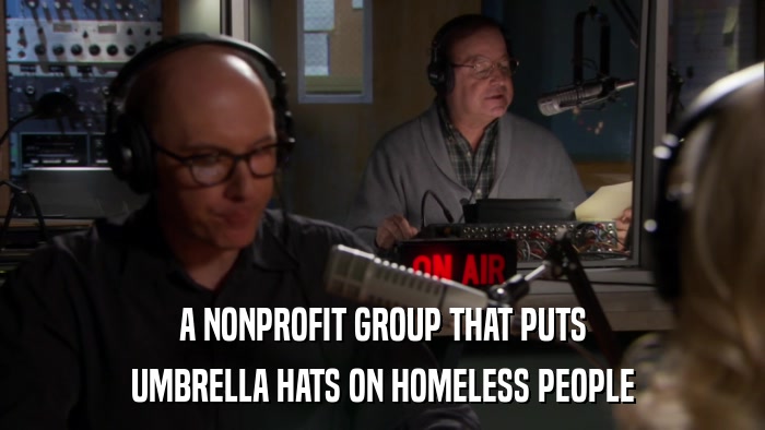 A NONPROFIT GROUP THAT PUTS UMBRELLA HATS ON HOMELESS PEOPLE 