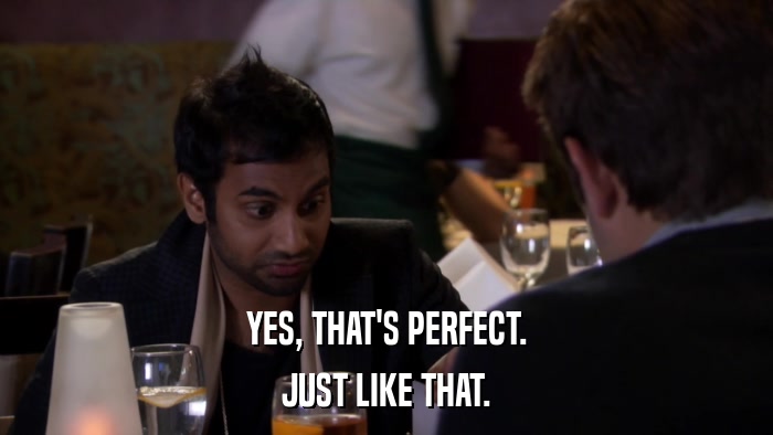 YES, THAT'S PERFECT. JUST LIKE THAT. 