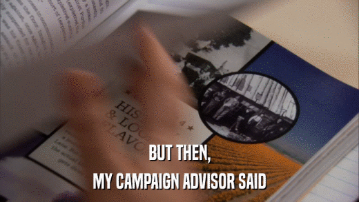 BUT THEN, MY CAMPAIGN ADVISOR SAID 