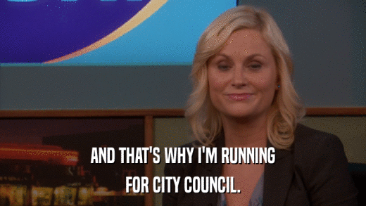 AND THAT'S WHY I'M RUNNING FOR CITY COUNCIL. 
