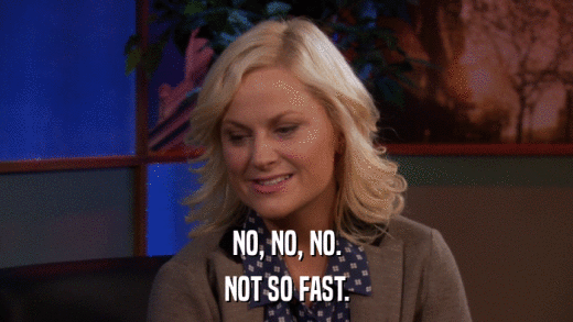 NO, NO, NO. NOT SO FAST. 
