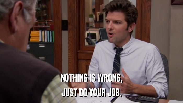 NOTHING IS WRONG, JUST DO YOUR JOB. 