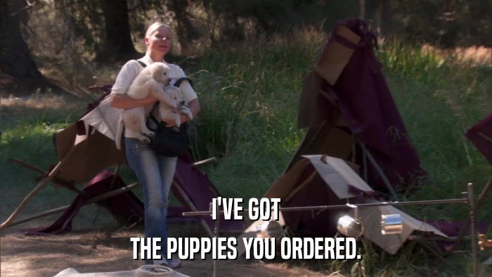 I'VE GOT THE PUPPIES YOU ORDERED. 