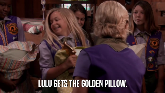 LULU GETS THE GOLDEN PILLOW.  