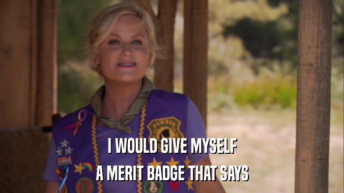 I WOULD GIVE MYSELF A MERIT BADGE THAT SAYS 