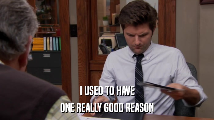 I USED TO HAVE ONE REALLY GOOD REASON 