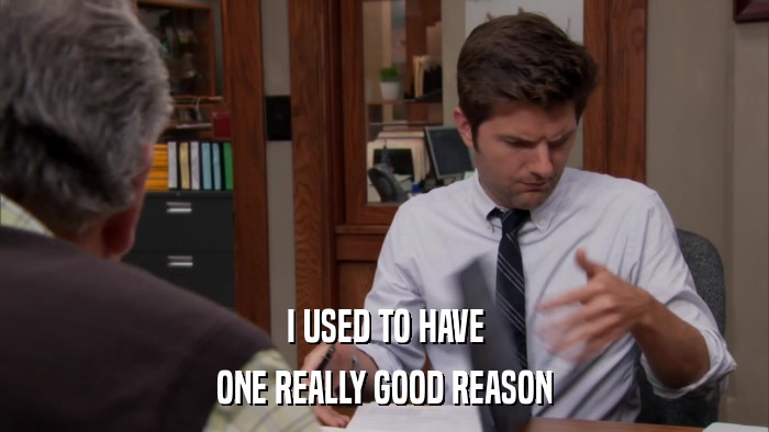 I USED TO HAVE ONE REALLY GOOD REASON 