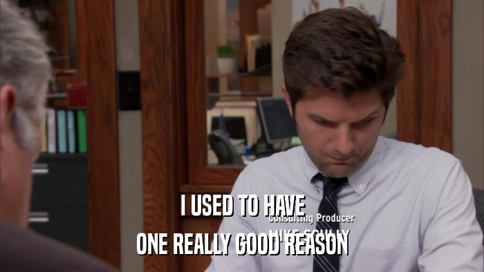 I USED TO HAVE ONE REALLY GOOD REASON 