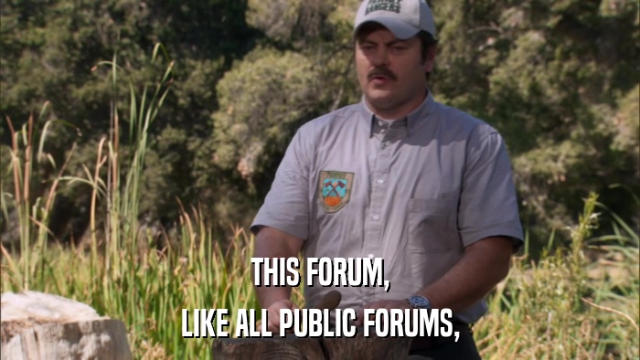 THIS FORUM, LIKE ALL PUBLIC FORUMS, 