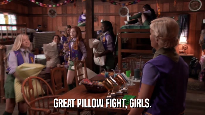 GREAT PILLOW FIGHT, GIRLS.  