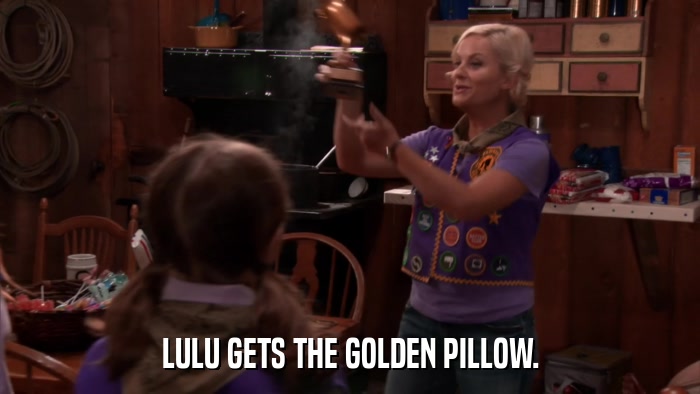LULU GETS THE GOLDEN PILLOW.  
