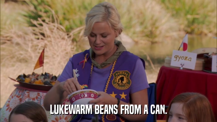 LUKEWARM BEANS FROM A CAN.  