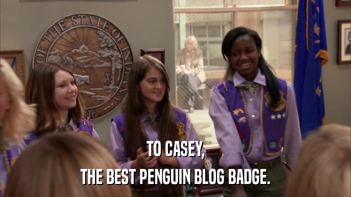 TO CASEY, THE BEST PENGUIN BLOG BADGE. 