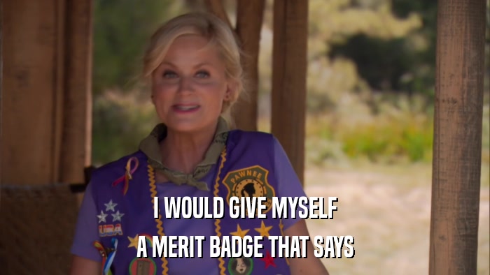 I WOULD GIVE MYSELF A MERIT BADGE THAT SAYS 