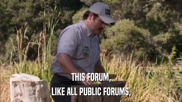 THIS FORUM, LIKE ALL PUBLIC FORUMS, 