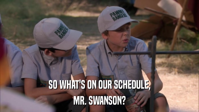 SO WHAT'S ON OUR SCHEDULE, MR. SWANSON? 