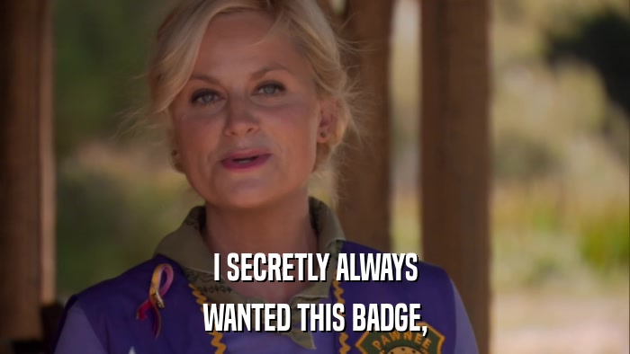 I SECRETLY ALWAYS WANTED THIS BADGE, 
