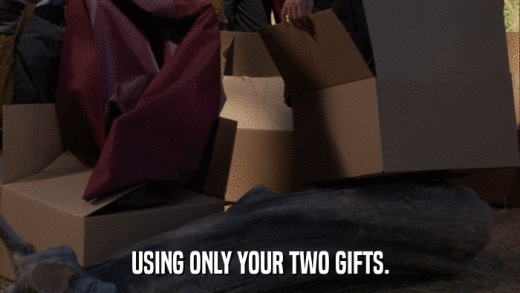 USING ONLY YOUR TWO GIFTS.  