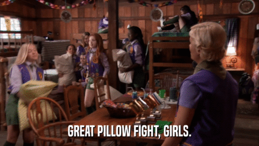 GREAT PILLOW FIGHT, GIRLS.  
