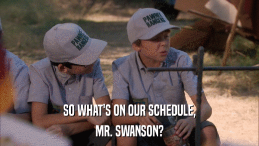 SO WHAT'S ON OUR SCHEDULE, MR. SWANSON? 