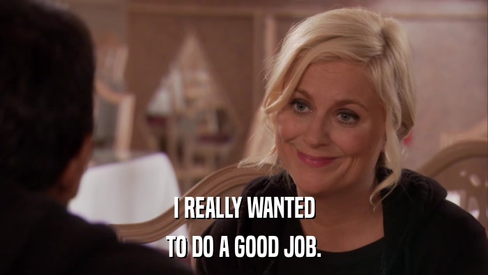 I REALLY WANTED TO DO A GOOD JOB. 