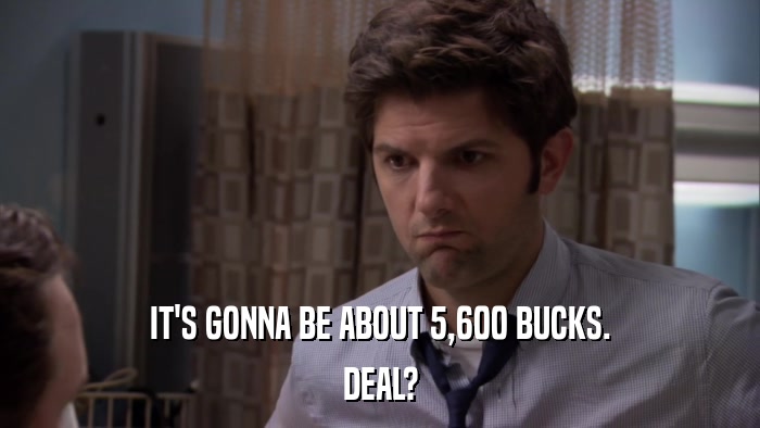 IT'S GONNA BE ABOUT 5,600 BUCKS. DEAL? 