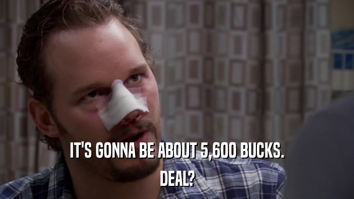 IT'S GONNA BE ABOUT 5,600 BUCKS. DEAL? 