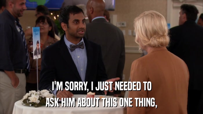 I'M SORRY, I JUST NEEDED TO ASK HIM ABOUT THIS ONE THING, 