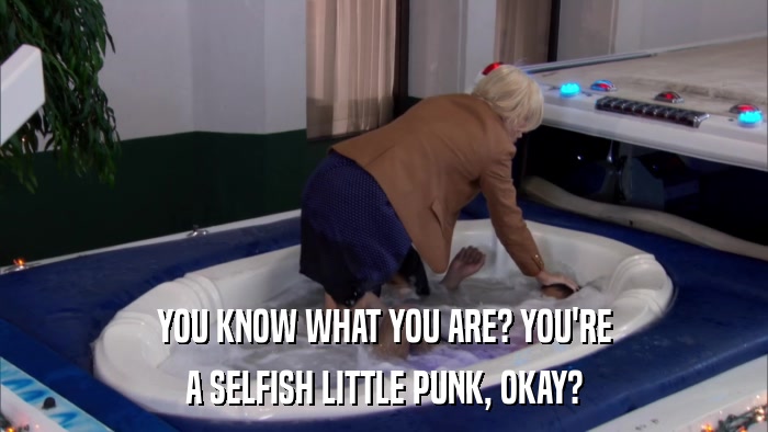 YOU KNOW WHAT YOU ARE? YOU'RE A SELFISH LITTLE PUNK, OKAY? 