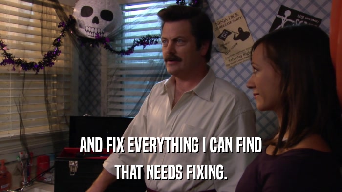 AND FIX EVERYTHING I CAN FIND THAT NEEDS FIXING. 
