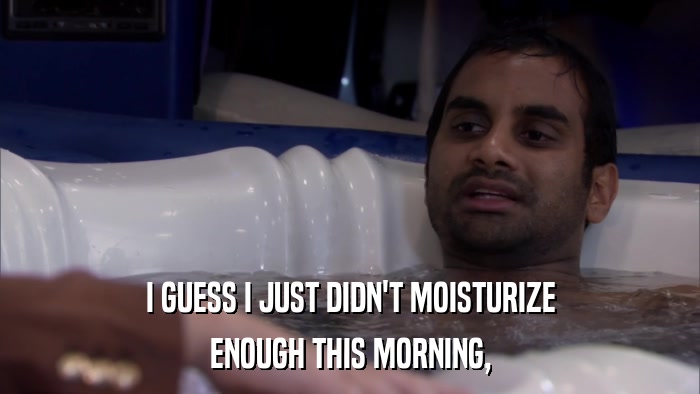I GUESS I JUST DIDN'T MOISTURIZE ENOUGH THIS MORNING, 