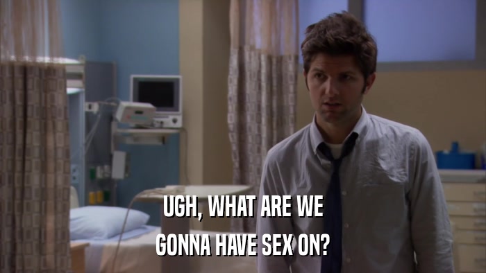 UGH, WHAT ARE WE GONNA HAVE SEX ON? 