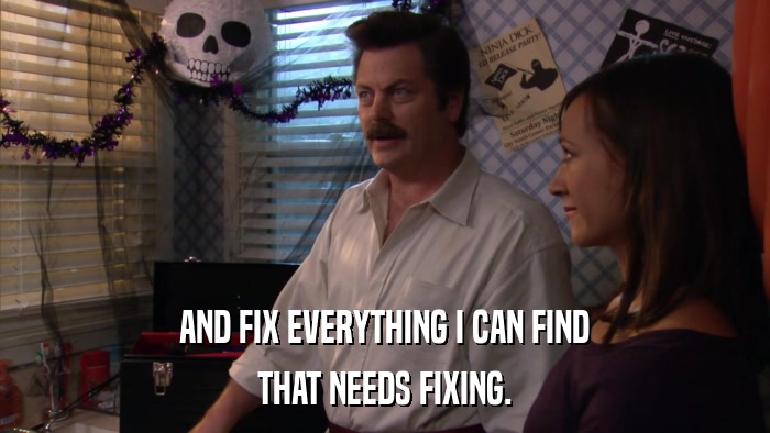 AND FIX EVERYTHING I CAN FIND THAT NEEDS FIXING. 