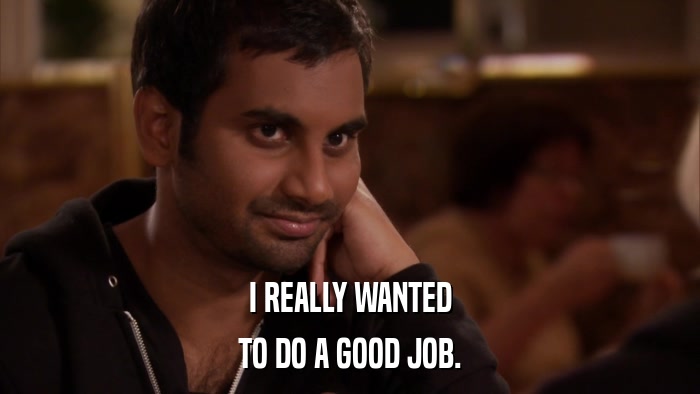 I REALLY WANTED TO DO A GOOD JOB. 