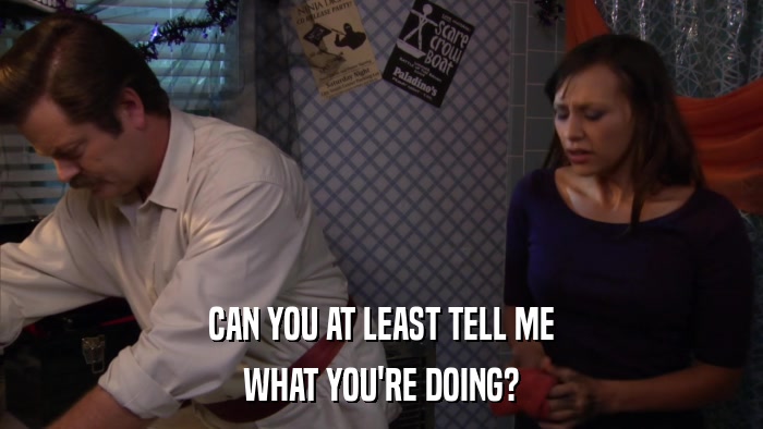 CAN YOU AT LEAST TELL ME WHAT YOU'RE DOING? 