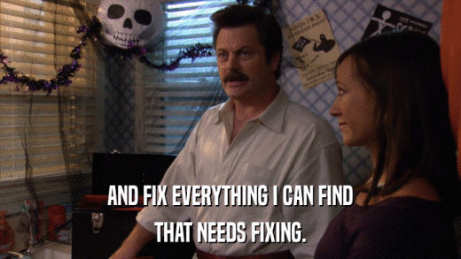 AND FIX EVERYTHING I CAN FIND THAT NEEDS FIXING. 