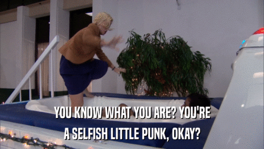 YOU KNOW WHAT YOU ARE? YOU'RE A SELFISH LITTLE PUNK, OKAY? 