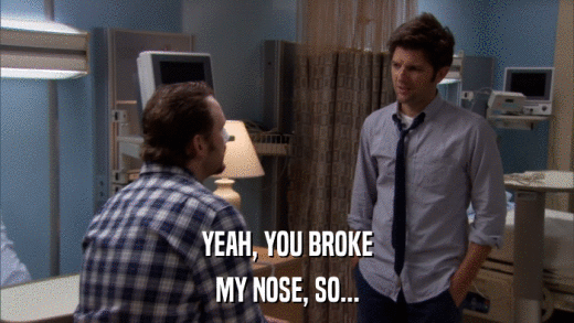 YEAH, YOU BROKE MY NOSE, SO... 