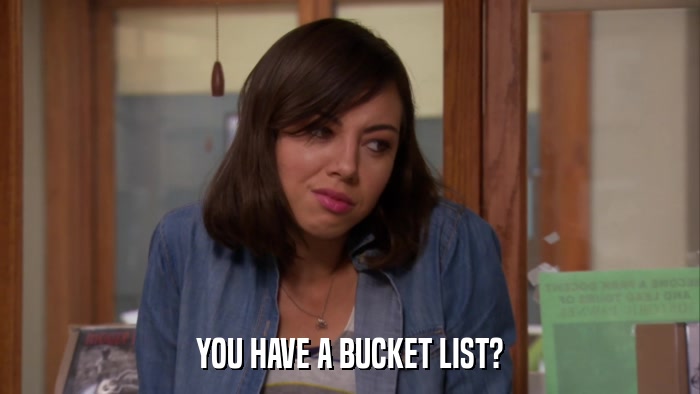 YOU HAVE A BUCKET LIST?  