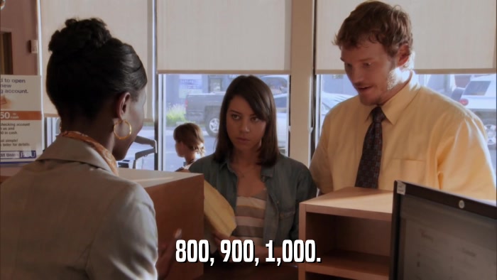 800, 900, 1,000.  