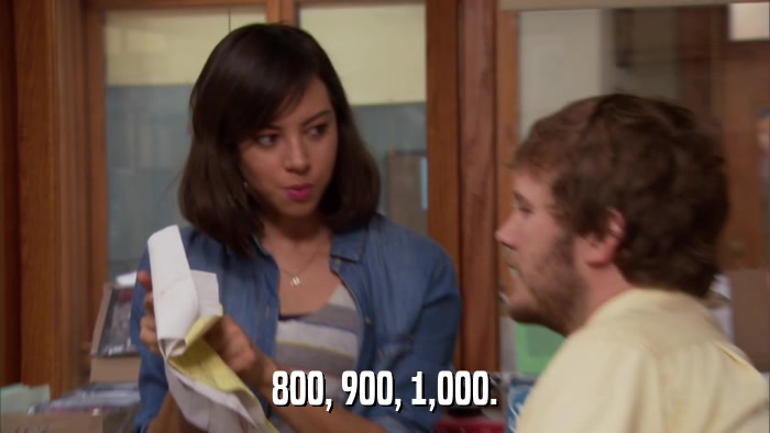 800, 900, 1,000.  