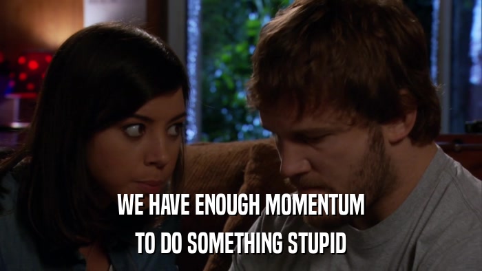 WE HAVE ENOUGH MOMENTUM TO DO SOMETHING STUPID 