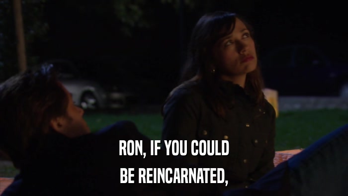 RON, IF YOU COULD BE REINCARNATED, 
