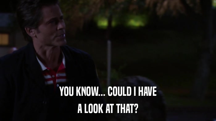 YOU KNOW... COULD I HAVE A LOOK AT THAT? 
