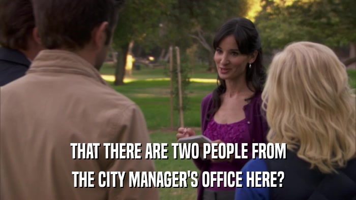 THAT THERE ARE TWO PEOPLE FROM THE CITY MANAGER'S OFFICE HERE? 