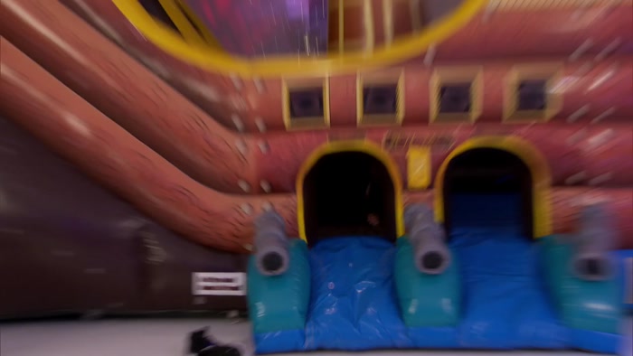 PIRATE SHIP BOUNCY CASTLE WITH BUBBLES. 