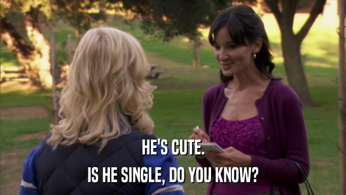 HE'S CUTE. IS HE SINGLE, DO YOU KNOW? 