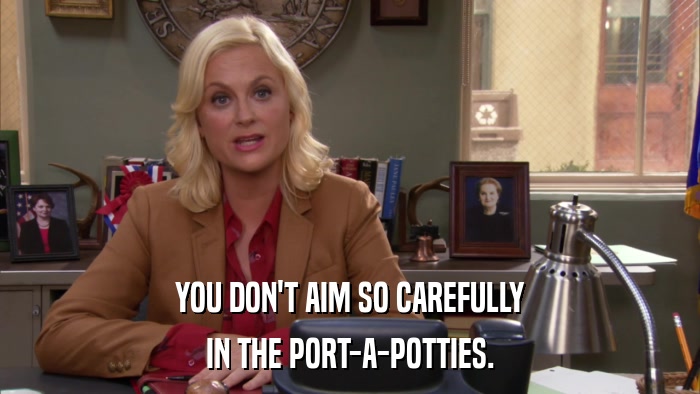 YOU DON'T AIM SO CAREFULLY IN THE PORT-A-POTTIES. 