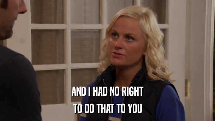 AND I HAD NO RIGHT TO DO THAT TO YOU 